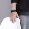 Punk Rock Biker Men's Alloy Black Tone Leather Bracelet Cuff Wristband Link Chain-Bracelets-Innovato Design-Innovato Design