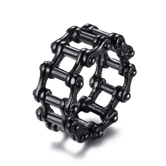 Men Black Tone 316L Stainless Steel Ring Motorcycle Biker Chain Band-Rings-Innovato Design-7-Innovato Design