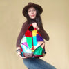 Genuine Leather Bag with Patchwork Design MultiColor and Black