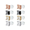 4 Pairs Stainless Steel Stud Earrings for Men Women Ear Non - Piercing Earrings Cubic Zirconia Inlaid-Earrings-Innovato Design-4 Pairs 6MM Square-Innovato Design