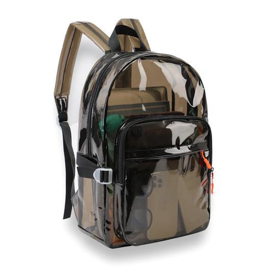 Clear Transparent PVC Multi-pockets School Travel Rucksack Sport Waterproof Comfort-Backpacks-Innovato Design-Black-Innovato Design