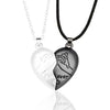Men Women's 2 PCS Stainless Steel Magnetic Pendant Necklace Heart Love Couple-Necklaces-Innovato Design-black-Innovato Design