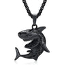 Stainless Steel Box Chain Shark Rock Punk Pendant Necklace-Necklaces-Innovato Design-Black-20inch-Innovato Design