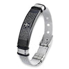 Stainless Steel Bracelet Bangle Cuff Black Cross Bible Cross Lords Prayer-Bracelets-Innovato Design-Innovato Design