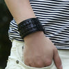 Biker Punk Rock Leather Bracelets Wide Braided Adjustable With Snap Button-Bracelets-Innovato Design-3 x Black-Innovato Design