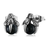 Stainless Steel Stud Earrings CZ Silver Tone Black Red Blue Dragon Claw-Earrings-Innovato Design-Black-Innovato Design