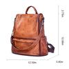Brown Genuine Leather School Bag Cowhide Women Travel Bag-Backpacks-Innovato Design-Innovato Design