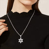 Metallic Messianic Star of David around Holy Cross Pendant Necklace-Necklaces-Innovato Design-Gold-Innovato Design
