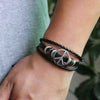 Men Women Genuine Leather Bracelet Peace Symbol Braided Cuff Bangle-Bracelets-Innovato Design-Innovato Design