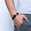 Men's Black Magnetic Stainless Steel Masonic Bracelet Carbon Fiber-Bracelets-Innovato Design-Innovato Design