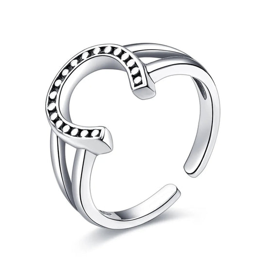 Vintage Horseshoe Ring for Good Luck Made of 925 Sterling Silver-Rings-Innovato Design-Adjustable-Innovato Design