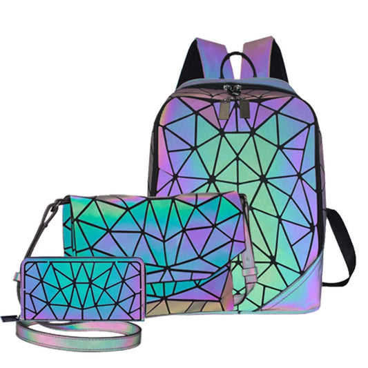 Luminous Schoolbags Travel Daypack Backpack Set for Women-clear backpack-Innovato Design-Only Clutch-Innovato Design