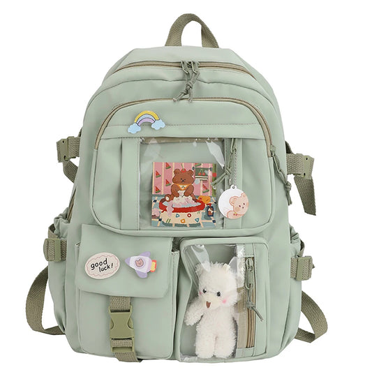 Transparent Water Resistant School Backpack for Women-clear backpack-Innovato Design-Green-Innovato Design