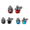 Stainless Steel Stud Earrings CZ Silver Tone Black Red Blue Dragon Claw-Earrings-Innovato Design-Red-Innovato Design