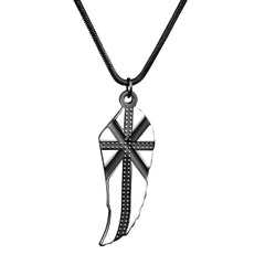 Black Tungsten Carbide Cross Pendant with Snake Chain Necklace-Necklaces-Innovato Design-Innovato Design