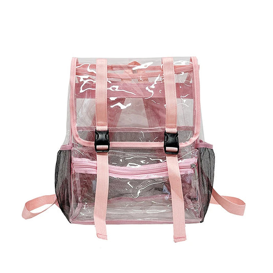 Pink Transparent Waterproof School and Travel Backpack-clear backpack-Innovato Design-Innovato Design