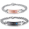 Rhinestone Her King His Queen Stainless Steel His and Hers Couple Bracelet Set