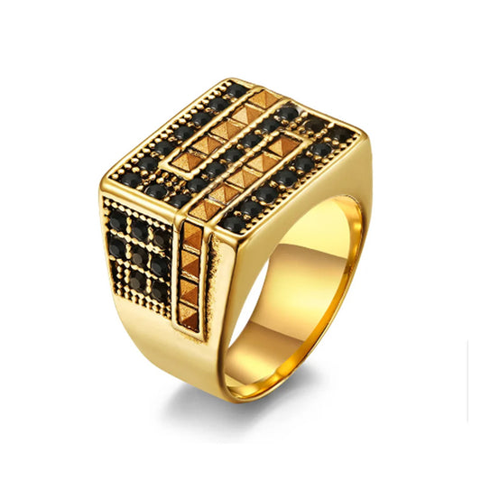 Men Cubic Zirconia Stainless Steel Ring, Classic Wedding Band-Rings-Innovato Design-8-Innovato Design