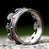Men's Stainless Steel Ring Band Silver Tone Black Royal King Crown Knight Red Zircon-Rings-Innovato Design-7-Innovato Design