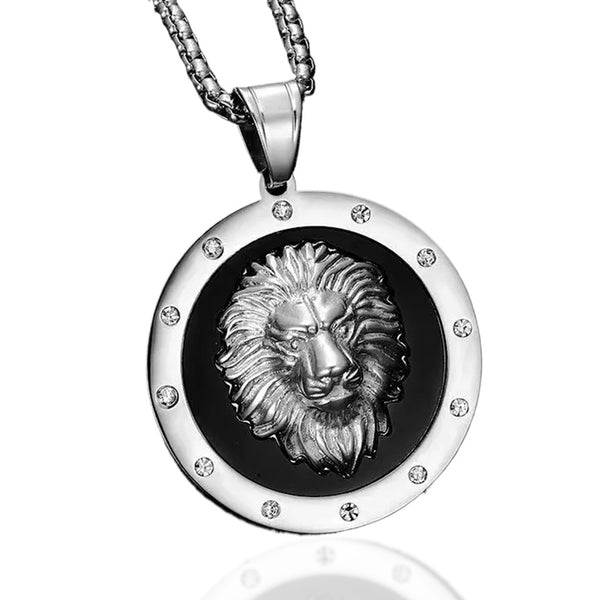Lion Necklace Circle with Chain-Necklaces-Innovato Design-Silver-Innovato Design