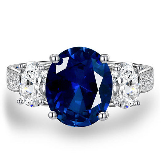 925 Sterling Silver 5CT Sapphire Diamond Gemstone Wedding Engagement Ring-Rings-Innovato Design-5-Innovato Design