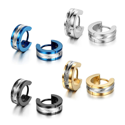 8PCS Stainless Steel Men Women Hoop Earrings Huggie Ear Plug Hypoallergenic-Earrings-Innovato Design-Innovato Design