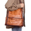 Brown Genuine Leather School Bag Cowhide Women Travel Bag-Backpacks-Innovato Design-Innovato Design