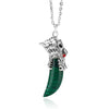 Men's Stainless Steel Pendant Necklace Natural Crystal Wolf Tooth Tribal-Necklaces-Innovato Design-Green-Innovato Design