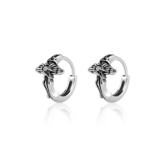 Men's Stainless Steel Stud Hoop huggie Earrings Silver Tone Black Cross Round-Earrings-Innovato Design-Innovato Design