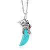 Men's Stainless Steel Pendant Necklace Natural Crystal Wolf Tooth Tribal-Necklaces-Innovato Design-Turquoise-Innovato Design