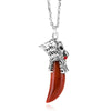 Men's Stainless Steel Pendant Necklace Natural Crystal Wolf Tooth Tribal-Necklaces-Innovato Design-Red-Innovato Design