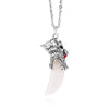 Men's Stainless Steel Pendant Necklace Natural Crystal Wolf Tooth Tribal-Necklaces-Innovato Design-Opal-Innovato Design