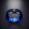 Black Tungsten Carbide Dragon Blue Inlay with Cubic Zirconia Firestone Wedding Band-Rings-Innovato Design-Blue-7-Innovato Design