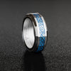 Dragon Blue Inlay Tungsten Spinner Wedding Band Ring-Rings-Innovato Design-Silver-6-Innovato Design
