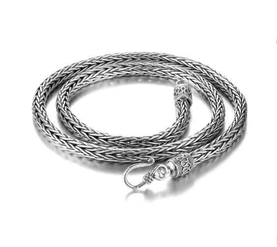 925 Sterling Silver Necklace Snake Twist 4mm Chain Link Silver Tone 4mm  inches