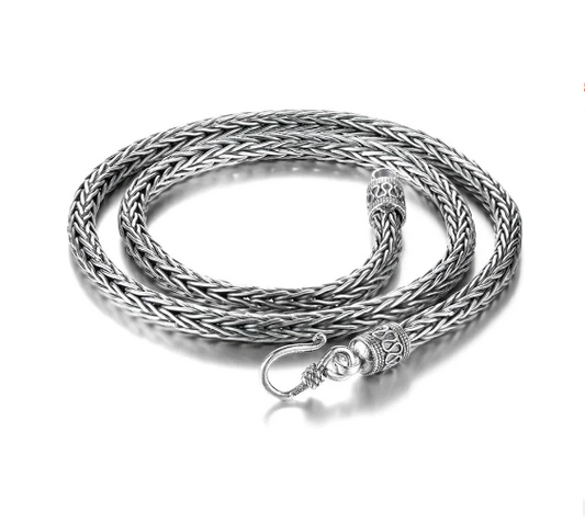 925 Sterling Silver Necklace Snake Twist 4mm Chain Link Silver Tone-Necklaces-Innovato Design-4mm 18.0 inches-Innovato Design