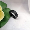 Black Tungsten Carbide with Matte Brushed Inlay Wedding Band-Rings-Innovato Design-5-Innovato Design