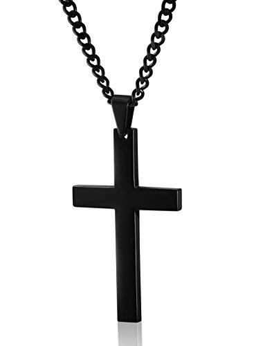 Stainless Steel Chain Black Cross Necklace for Men Women, 22-24 Inch-Necklaces-Innovato Design-1. Mens: 50*30mm Pendant+24'' Chain-Innovato Design