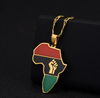 African Colored Map Pendant First Symbol Cuban Chain Necklace-Necklaces-Innovato Design-Gold-Innovato Design