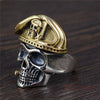 Men's 925 Sterling Silver Caribbean Pirate Skull Ring Adjustable-Rings-Innovato Design-Adjustable-Innovato Design