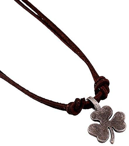 Men Punk Alloy Leather Clover Chain Pendant Necklace-Necklaces-Innovato Design-Innovato Design