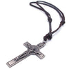 Men Vintage Style Jesus Crucifixion Cross Pendant Leather Cord Necklace Chain-Necklaces-Innovato Design-Innovato Design