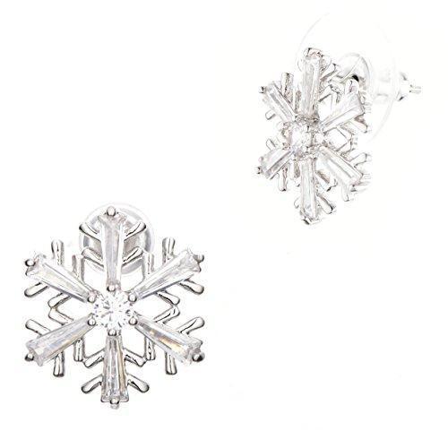 Hypoallergenic Surgical Steel Christmas Snowflake Stud Earrings-Earrings-Innovato Design-White-Innovato Design