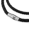 Men's 5mm Wide Stainless Steel Genuine Leather Cord Necklace Chain 14~40 Inch-Necklaces-INBLUE-15.0 inches-Innovato Design