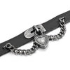 Women,Men's Alloy Genuine Leather Necklace Choker Collar Black Heart Lock Adjustable-Necklaces-Innovato Design-Innovato Design