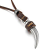 Men's Alloy Genuine Leather Pendant Necklace Silver Tone Wolf Tooth Adjustable-Necklaces-Innovato Design-Innovato Design