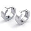 Men Stainless Steel Classic Plain Huggie Hinged Hoop Earrings-Earrings-Innovato Design-Silver-Innovato Design