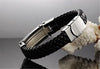 Men Stainless Steel Black ID PU Leather Bracelet Cross Cuff Christian Bangle Buckle Silver Wrist Band-Bracelets-Innovato Design-Innovato Design