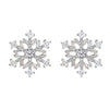Sterling Silver Cubic Zirconia Winter Snowflake Flower Elegant Stud Earrings Clear-Earrings-Innovato Design-Innovato Design