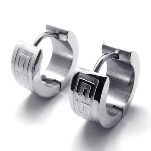 Stainless Steel Men Huggie Hinged Hoop Stud Earrings Set, Silver Color-Earrings-Innovato Design-Innovato Design